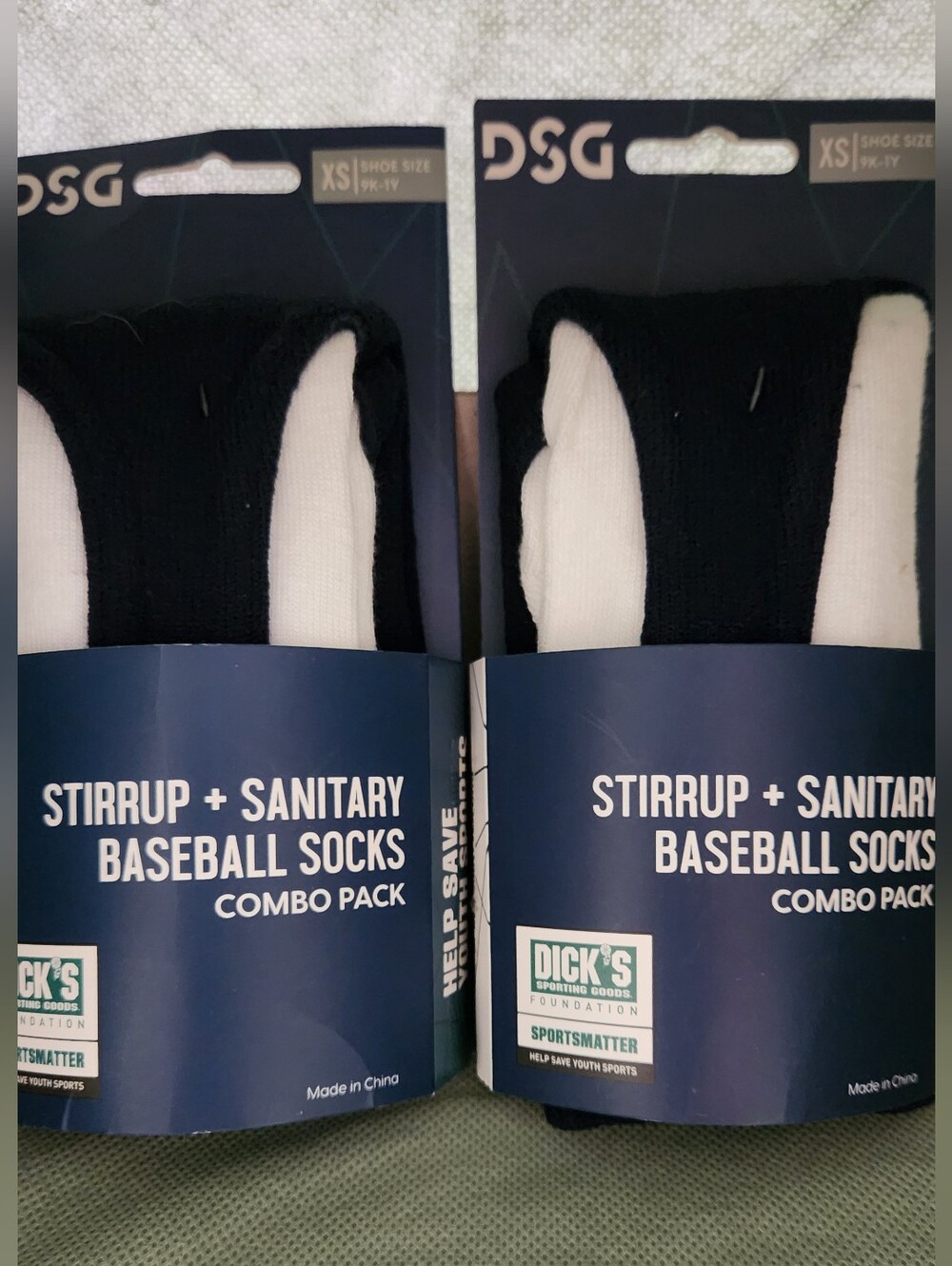 DSG Stirrup & Sanitary Baseball Socks - Navy and White Combo -Two Packs Of 2